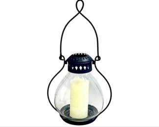 Pottery Barn Metal And Glass Shepherd Lantern With Candle