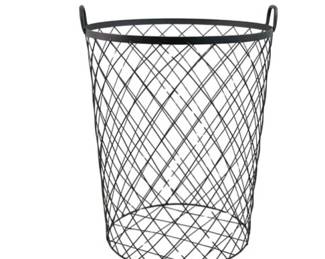 Round Grey Metal Wire Basket With Handles