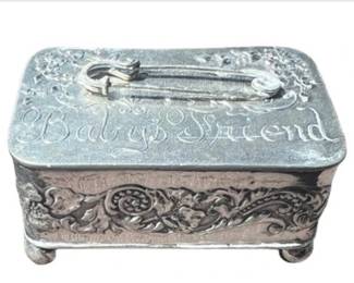 Antique Pairpoint Quadruple Plate Silver Baby's Friend Footed Box