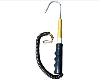 Stainless Steel Fishing Gaff With Plastic Handle And Coiled Lanyard