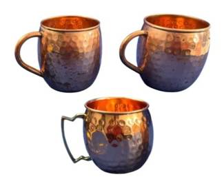 3 Moscow Mule Mugs – 4" Height, 4" Round