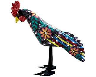Mexican Folk Art Hand Carved & Painted Rooster, Signed