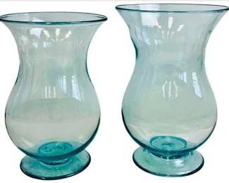 Large Tinted Glass Footed Candleholder Hurricane Or Vase