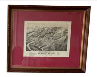 Framed Map Of Chagrin Falls, Ohio In 1883