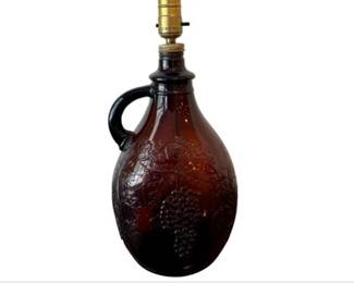 Lamp Made With Amber Glass One Gallon Jug With Grapevine Design