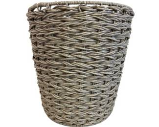 Gray Wicker Waste Paper Basket