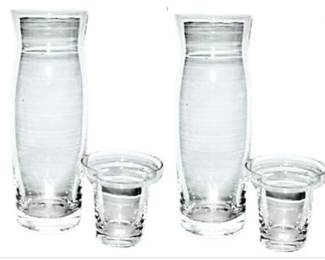 Set Of 2 PartyLite "Naturally Modern" Votive Holders – 9.75" Tall – With Box