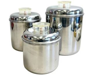 Set Of Three Mid-Century Stainless Steel Revere Ware Kitchen Canisters