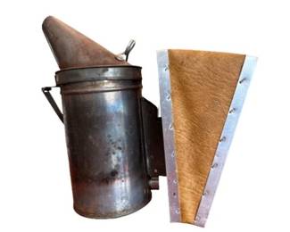 Vintage Leather And Metal Bee Keeper Smoker