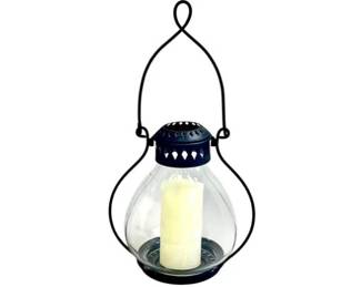 Pottery Barn Metal And Glass Shepherd Lantern With Candle