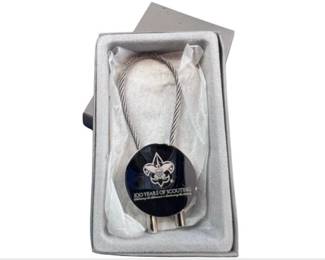 NEW! Silver Tone Boy Scout Engraved Key Chain With Box