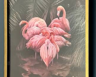 "Pink Flamingo's" Framed Artwork