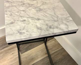Marble Top, Metal Base Side Table 