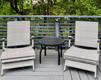 (2) Adjustable Wicker Lounge Chairs 