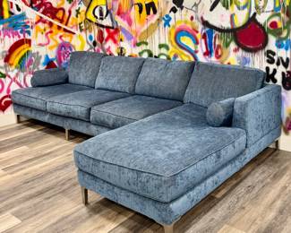 Velour Sectional Sofa 