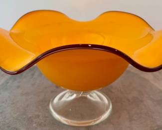 Art Glass Fluted Edge Bowl