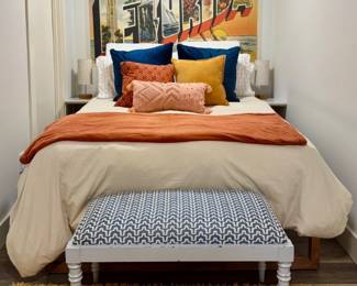 Full Platform Bed & Shabby Chic Bench