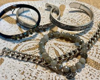Assorted bracelets, including sterling and beads