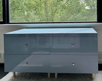 (2) Sky Blue Lacquer Cabinets 
