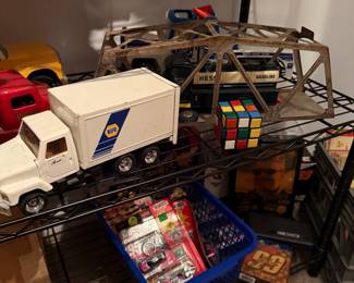 NAPA Race Team Box Truck, Hess Gasoline Tanker Truck, and Metal Truss Bridge
