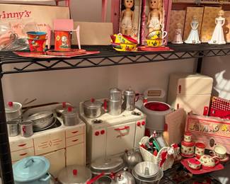 Vintage Tin Litho Toy Kitchen Set - Wolverine and Marx