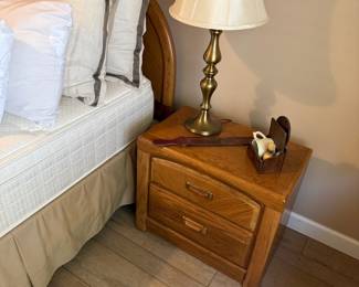 Vintage Brass Table Lamp with Cream Bell Shade