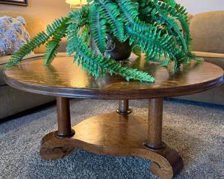 Antique Quartersawn Oak Pedestal Table with Paw Feet