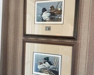 David Maass "Lesser Scaup" and "Common Mergansers" Limited Edition Prints with Stamps (Pair)