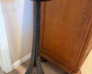 Arts and Crafts Hand-Hammered Iron Candlestick Holder