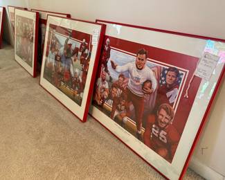 Ted Watts Signed Nebraska Cornhuskers "Husker Stock Rises" Football Art Prints (Set of 3)