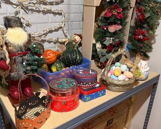 Vintage Christmas Tin Boxes and Seasonal Decor