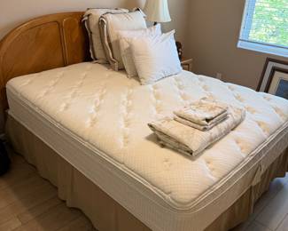 Queen Size Wooden Headboard and Mattress Set