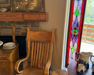 Antique Quartersawn Oak Spindle Back Rocking Chair