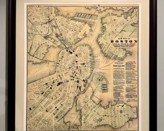 Framed New Map of Boston