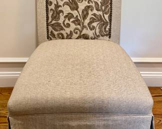 (2) Bassett Furniture Linen Chairs with Nailhead Trim