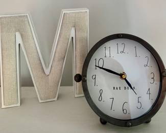 "M" Initial & Rae Dunn Desk Clock