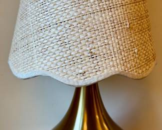 Brushed Bronze Lamp with Wicker Shade