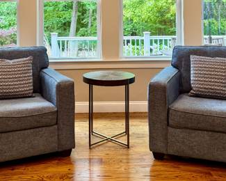 (2) Sky Blue Bauhaus Armchairs