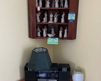 Willow Tree Angel collectables, corner table, corner cabinet