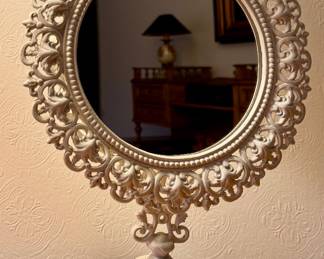 Vintage Cast Iron Table Top Mirror