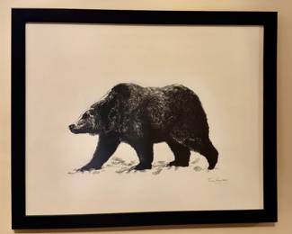 "Black Bear" Pen & Ink Drawing, Signed Tom Hughes
