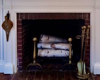 Brass Fireplace Andirons & Tools