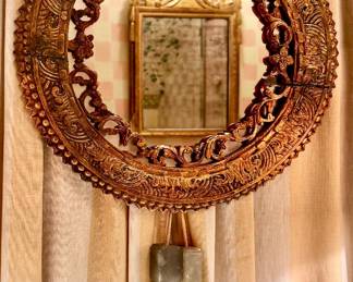 Carved Mirror with Jade Tassels