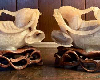 (2) Carved Soapstone Dragons