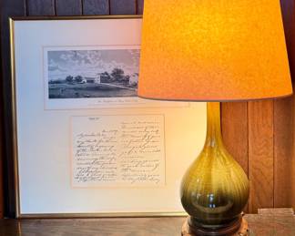 Crackle Glaze Lamp on Rosewood Stand