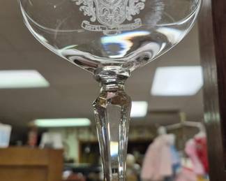 "Hotel Robidoux" very rare crystal champagne glass. Thank you again for attending our sales and your support,  we do appreciate it!! Randy and Donna Klein and The Pen and Pencil Team 