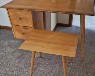 MCM Paul McCobb side table and student desk, both with "As Is" tops