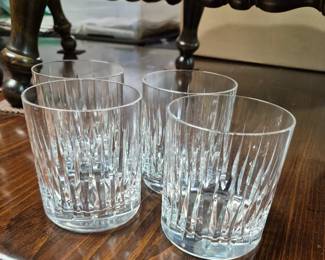Much glassware and crystal. Vintage Rogaska highball glasses