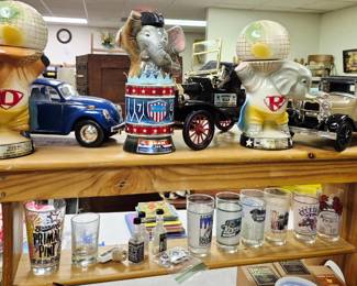 Vintage decanters and Kentucky Derby glasses