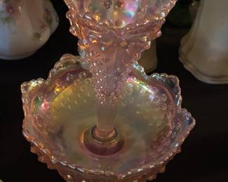 Fenton Hobnail Glass Epergne Vase